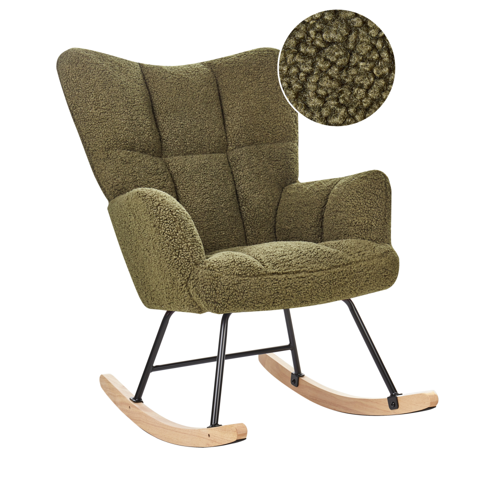 Rocking Chair OULU Boucle Dark Green