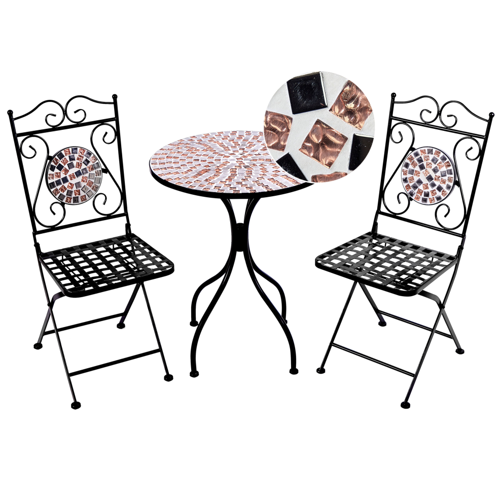 Bistro Set Folding CARPINO Metal Black
