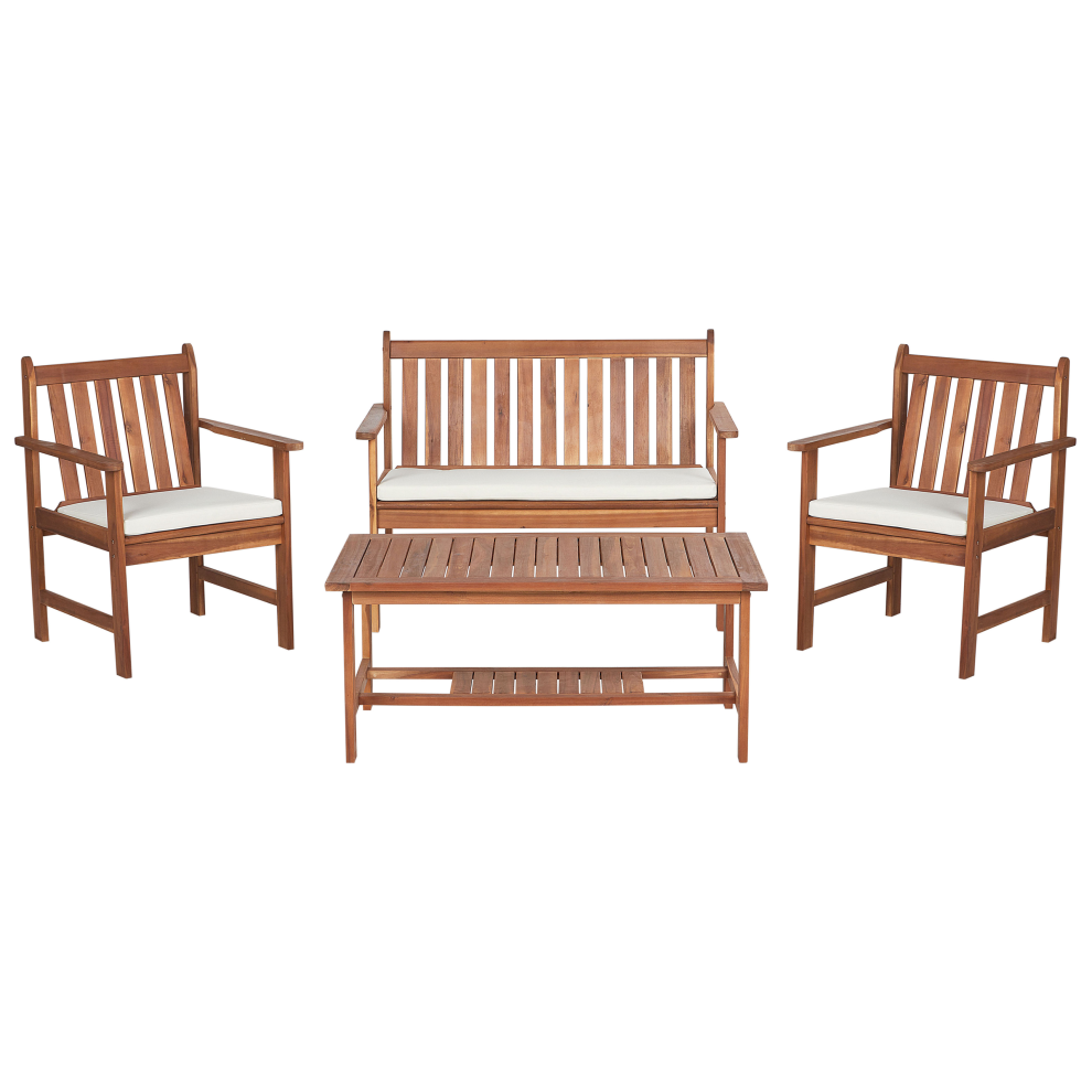 Garden Lounge Set with Table 4 Seater ALTIDONA Acacia Wood Off-White