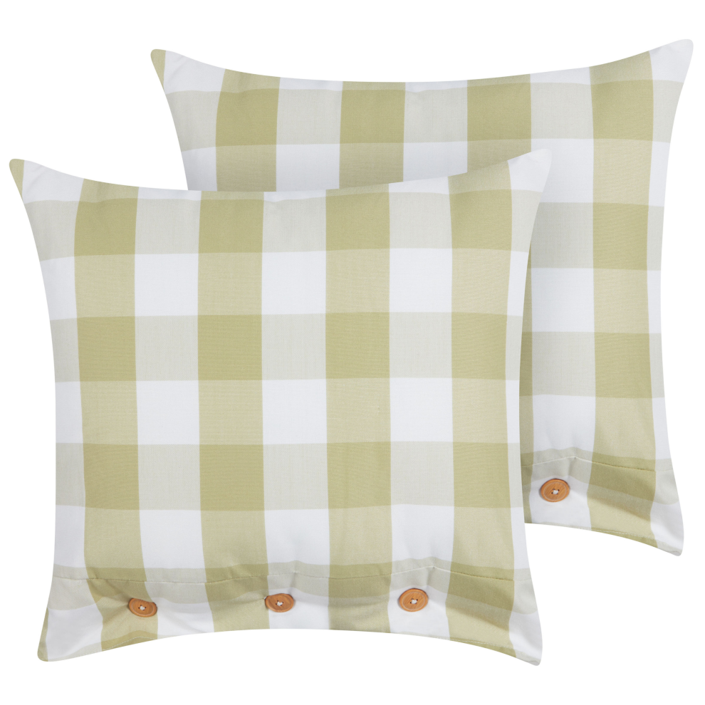 Set of 2 Decorative Cushions TAMNINE 45 x 45 cm Light Green Checked