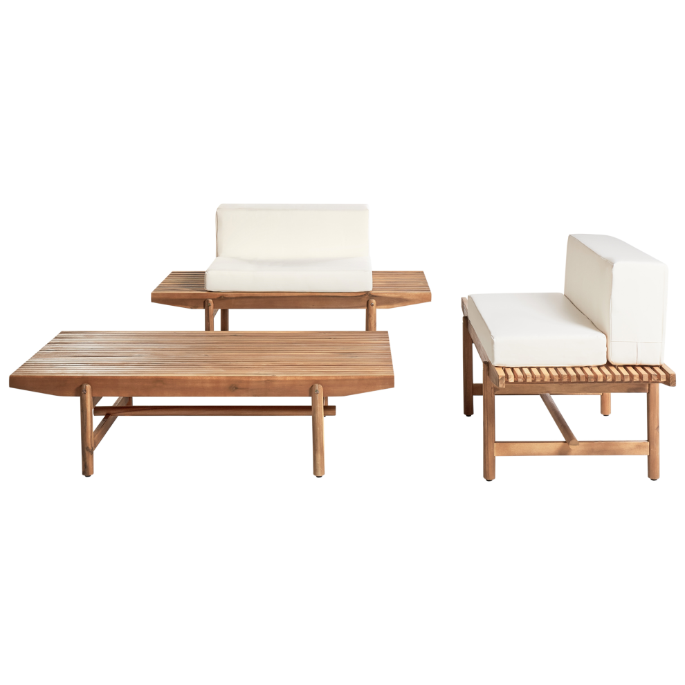 Garden Lounge Set with Table 2 Seater GIAVENO Acacia Wood Off-White