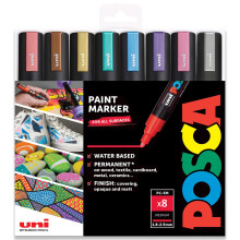 Conjunto Posca UNI PC 5M Metal - 8 Marcadores