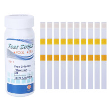 (As show, One size) 50Pcs 3-in-1 Thermal Water Test Stripe Practical Water Quality Test Tool White