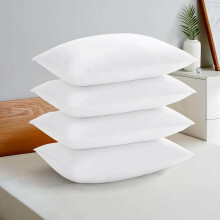 (Plain Pillowcases Pack Of 4, White) Anti Allergic Pillowcases Plain Dyed Luxury Stripe & Satin Silk Anti Hair Fall & Anti Wrinkle Pack Of 2, 4, & 6 Hotel Quality Pillowcases
