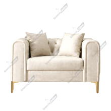 (Cream Velvet, 1 Seater Aramchar) Plush Velvet Chesterfield Sofas & Couches Stylish 3+2 Seater Sofa Set, Armchair For Living Room