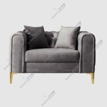 (Grey Velvet, 1 Seater Aramchar) Plush Velvet Chesterfield Sofas & Couches Stylish 3+2 Seater Sofa Set, Armchair For Living Room