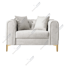 (Silver Velvet, 1 Seater Aramchar) Plush Velvet Chesterfield Sofas & Couches Stylish 3+2 Seater Sofa Set, Armchair For Living Room