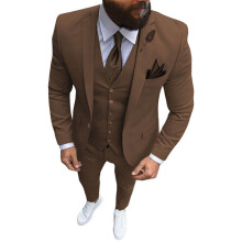 (coffee, 6XL) Mens Suits Slim Fit 3 Piece Suit One Button Formal Wedding Groomsmen Prom Tuxedo Jacket Pants Vest Set