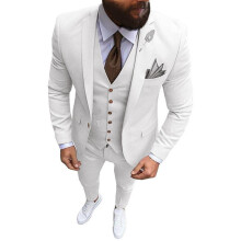 (white, XL) Mens Suits Slim Fit 3 Piece Suit One Button Formal Wedding Groomsmen Prom Tuxedo Jacket Pants Vest Set