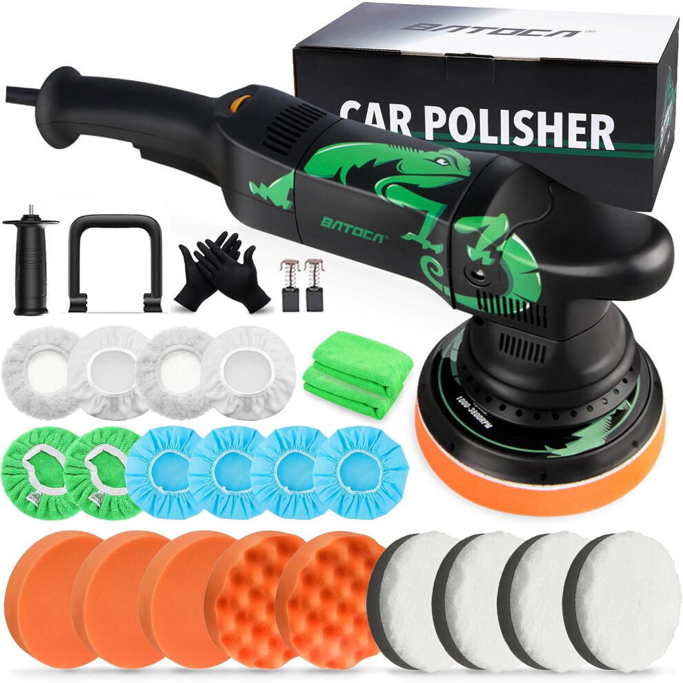 Dual Action Car Polisher Buffer Machine 700W Orbital DA Polishing Machine with 6-Inch 150mm Buffing Polish Pads Bonnets for Car Care Polishing