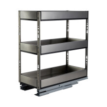 3-Tier Stainless Steel Pull-Out Cabinet Organizer, 25 cm W x 43 cm D x 45 cm H - Quiet Glide, Corrosion-Resistant Pantry Shelf