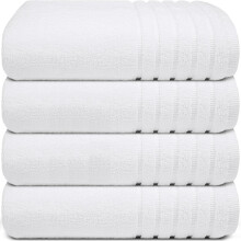 4X Large White Egyptian Cotton Bath Towels – 70x130 cm, 500GSM, Hotel-Quality, Ultra-Soft & Highly Absorbent (Set of 4)