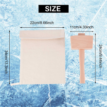 Pack of 2 Bags and 1 Piece Ice Mallet Set-Reusable Canvas Crushed with Wooden for Home Bar