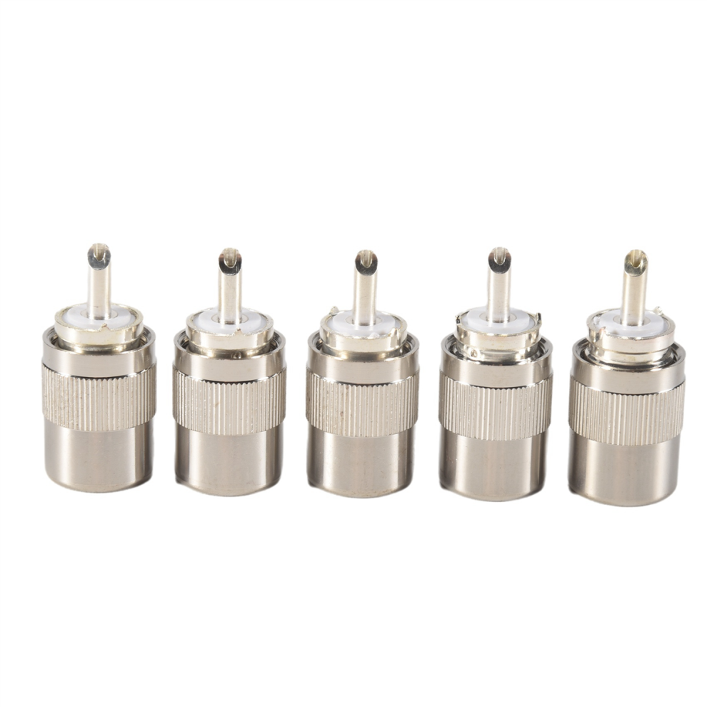5Pcs Connector Uhf Male Pl259 Plug Solder Rg58 Rg142 Lmr195 Rg400 Cable Silver 4851820435994
