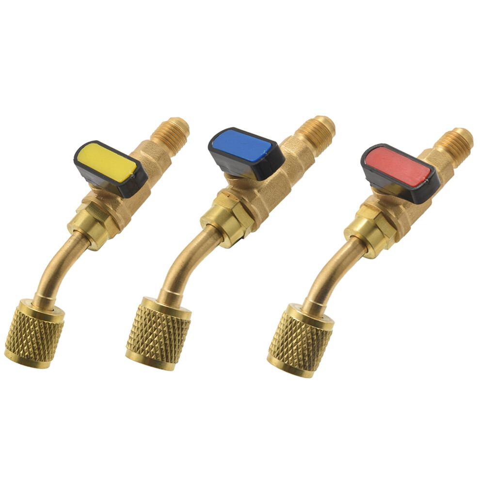 Angled Compact Ball Valve 1/4 Inch Sae, Air Conditioning Refrigerant R410a R134a Shut Valve,3Pcs Valves 4851820436748