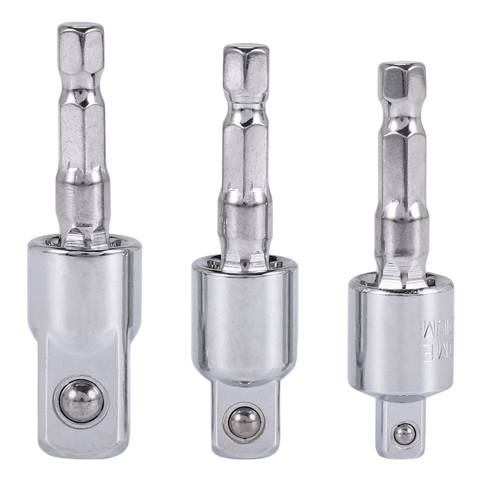 3 Pack Impact Grade Socket Adapter 360-Degree Universal Joint Swivel Set, To Drill 4851820437820