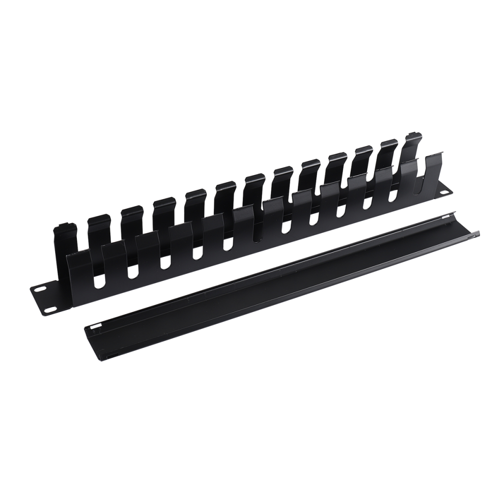 Photos - Cable (video, audio, USB) 1U Cable Management Horizontal Mount 19 Inch Server Rack , 12 Slot Metal Finger Duct Wire Organizer With Cover
