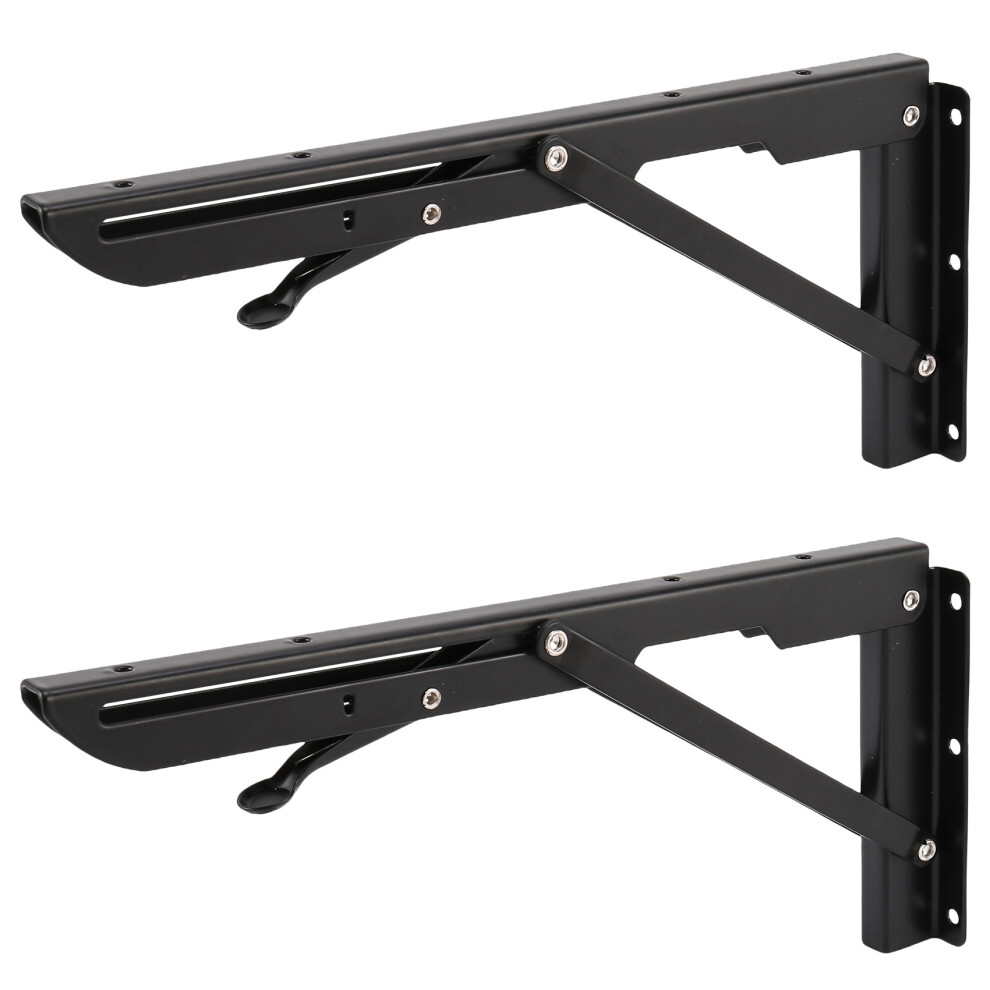 2Pcs 12Inch Folding Shelve Brackets Heavy Duty Metal Shelving Support Bracket Wall Mounted Floating