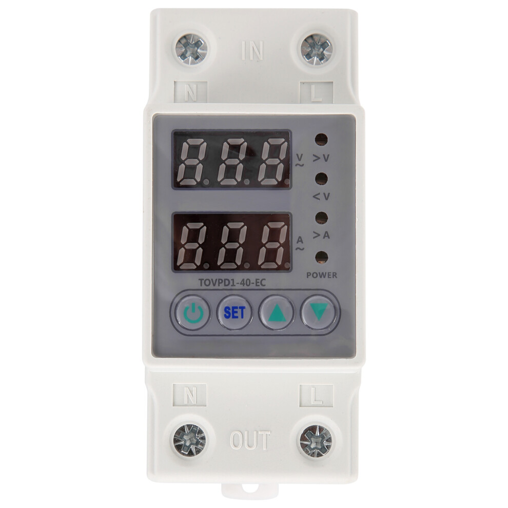 Din Rail Dual Display Adjustable Over Voltage Current And Under Protective Device Protector Relay 40A 220V 230V 4851820444408