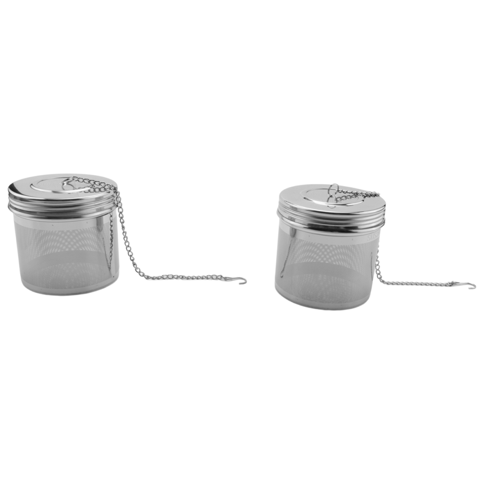 2 Pack Large Tea Ball Infuser for Loose Leaf & Spice Cooking, Threaded Lid, Extra Fine Mesh Strainer
