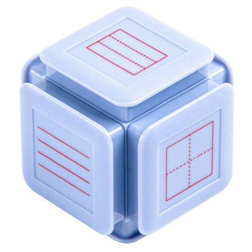 Kids Educational Six-Side Seal Clock Stamp Teaching Aids Toy Learning Recognition Character Grid Stamp,Blue 1