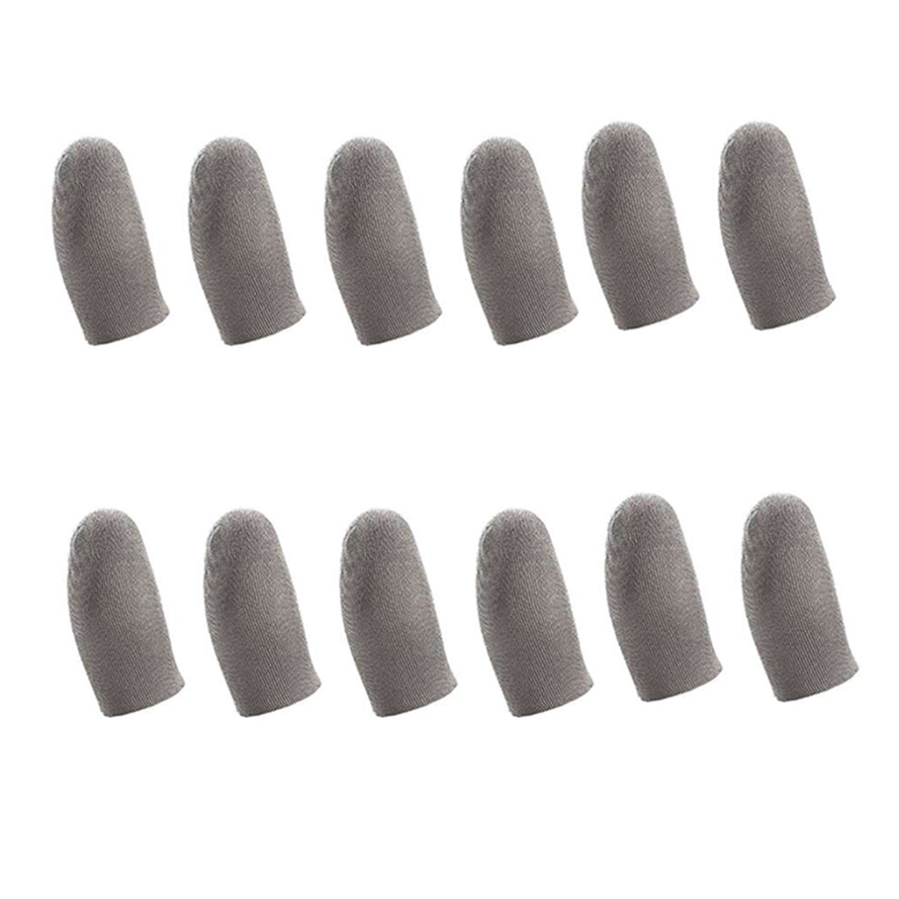 12Pcs Anti-Sweat & Anti-Slip Gaming Finger Sleeves, Conductive Fiber Thumb & Finger Cots For Mobile Gaming Silver 4851820458559
