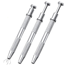 3-pack roestvrijstalen 4-klauwen pick-up tool, 4-punts grijper voor IC-chip, elektronische componenten, zilver