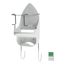 Colgador de pared para tabla de planchar, soporte eléctrico y estante organizador para planchar con ganchos extraíbles -2