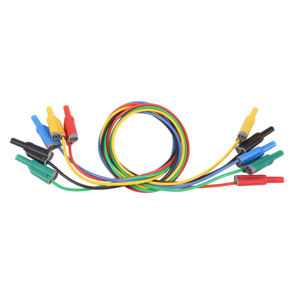 5Pcs Banana Plug Silicone Test Leads 4Mm Fully Insulated Safety Shrouded Stackable Soft Cable 4851820466585