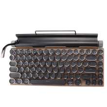 Retro Typemachine Toetsenbord Draadloos Bluetooth USB Mechanisch Punk Toetsenbord voor Desktop PC/Laptop/Telefoon - Houtkleur