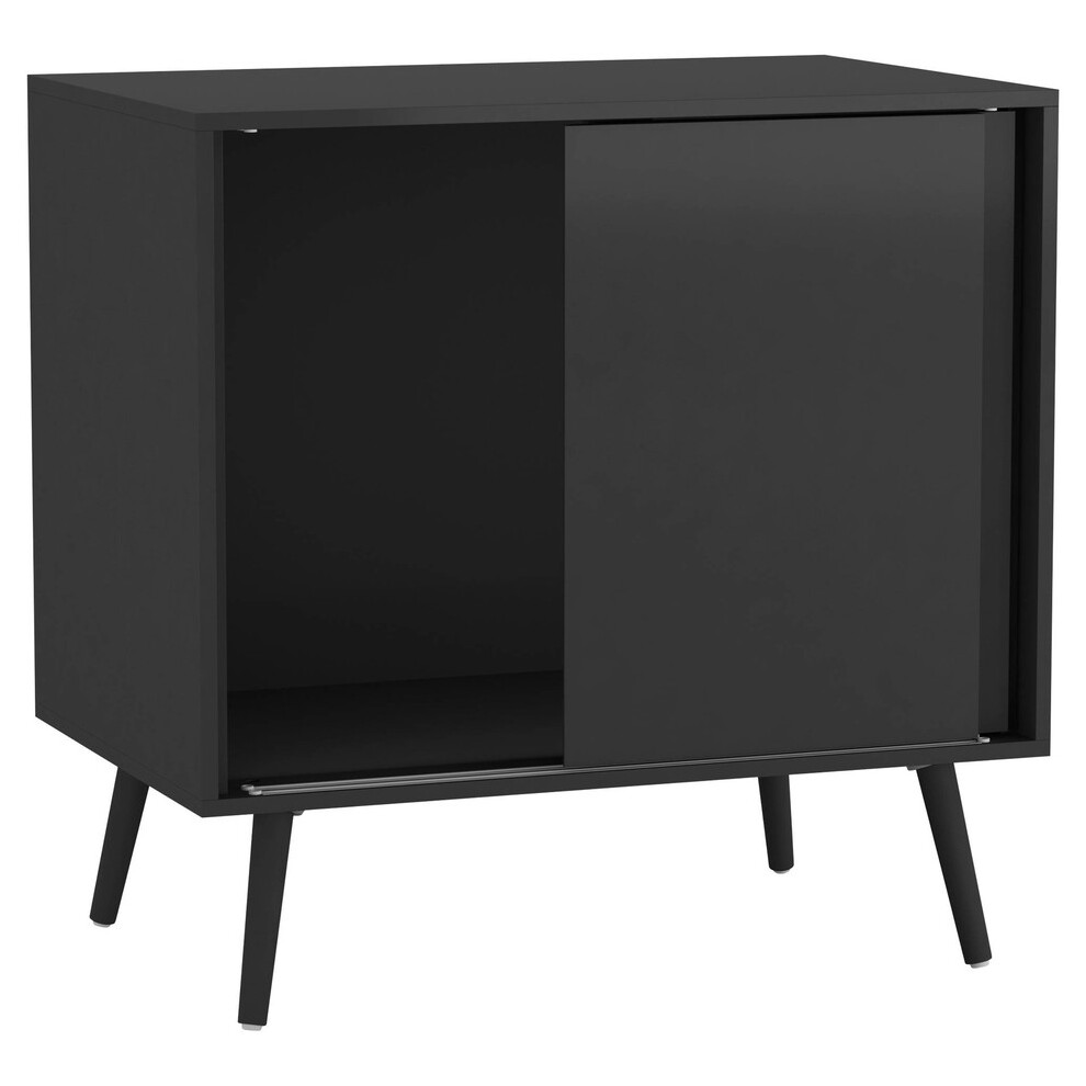 Urbn Living (Black Carcass & Black Legs) 2-Door Sliding Chest Cabinet Sideboard Closet Storage Cupboard Organiser With Legs