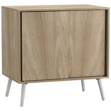 (Oak Carcass & White Legs) 2-Door Sliding Chest Cabinet Sideboard Closet Storage Cupboard Organiser with Legs