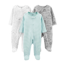 Simple Joys by Carter's Baby 3-balenie neutr   lnych podlo   iek na spanie a hranie, zelen    pruhy/siv    lev/biele hviezdy, 0-3 mesiace