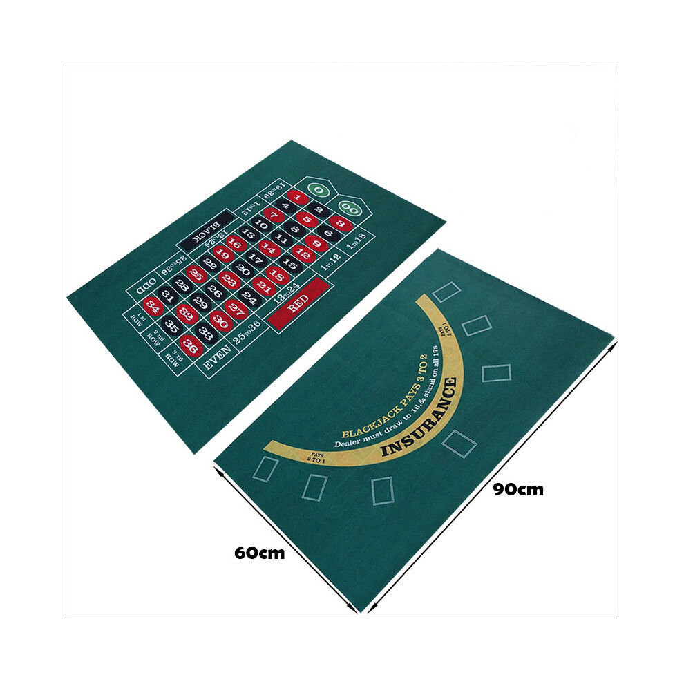 Tapis de jeu de poker double face (double face) Table de craps et roulette de casino en feutre à enrouler