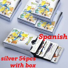 (54 pièces en espagnol) 54 pièces de cartes Pokémon Gold Box Golden Letter Spanish Playing Cards Metalicas