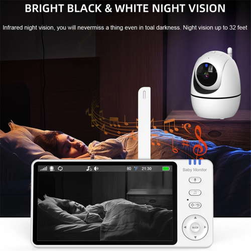 Monitor de vídeo para bebês de 5 polegadas, áudio bidirecional interno, mãe 1