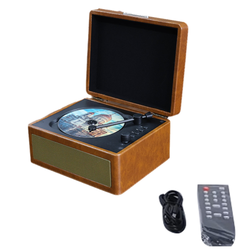 Portable Wireless Bluetooth Speaker, Multi-functional CD brown 2