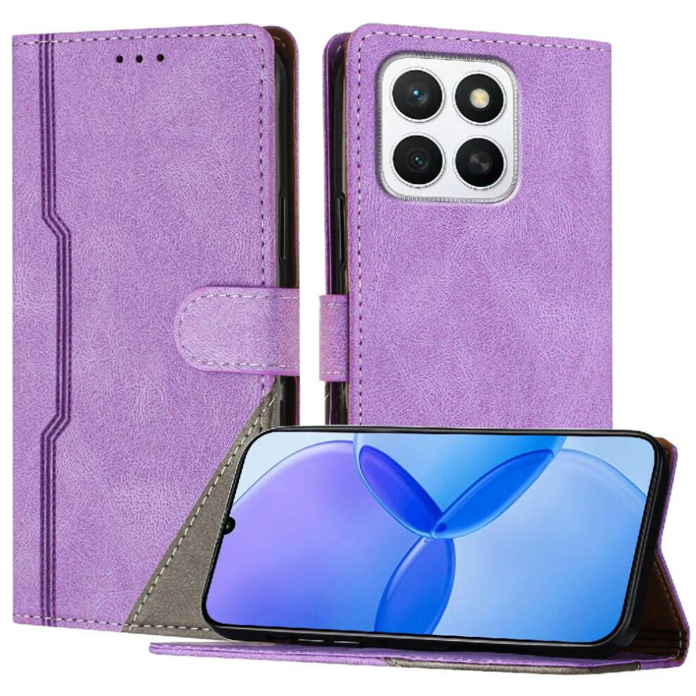 (Purple) Case For Honor X8c Magnetic Closure Pu Leather Card Slots Cover Handy Stand Wallet Purple 764544215206