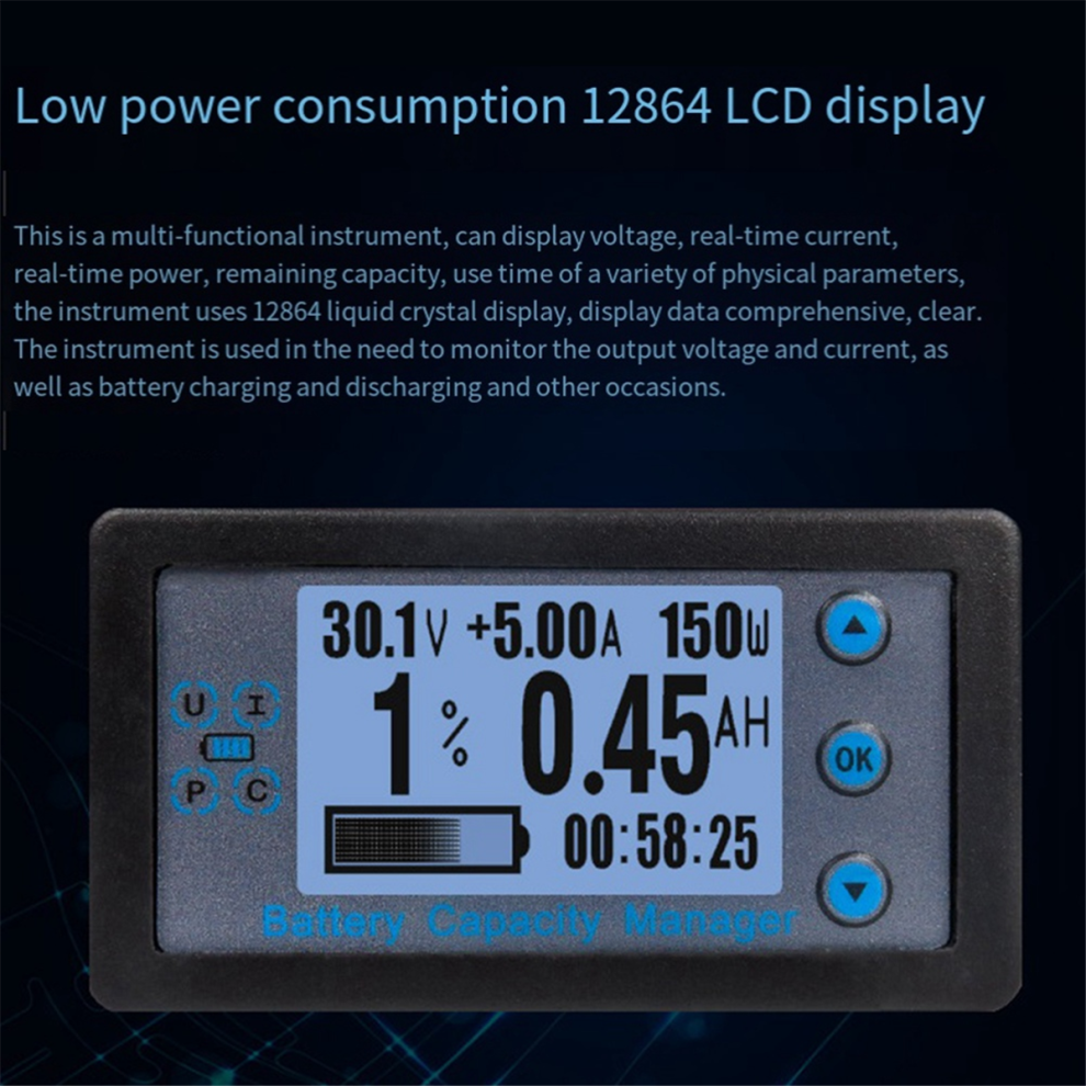 Digital Voltmeter Ammeter Battery Capacity Indicator Hall Coulomb 4853831863360