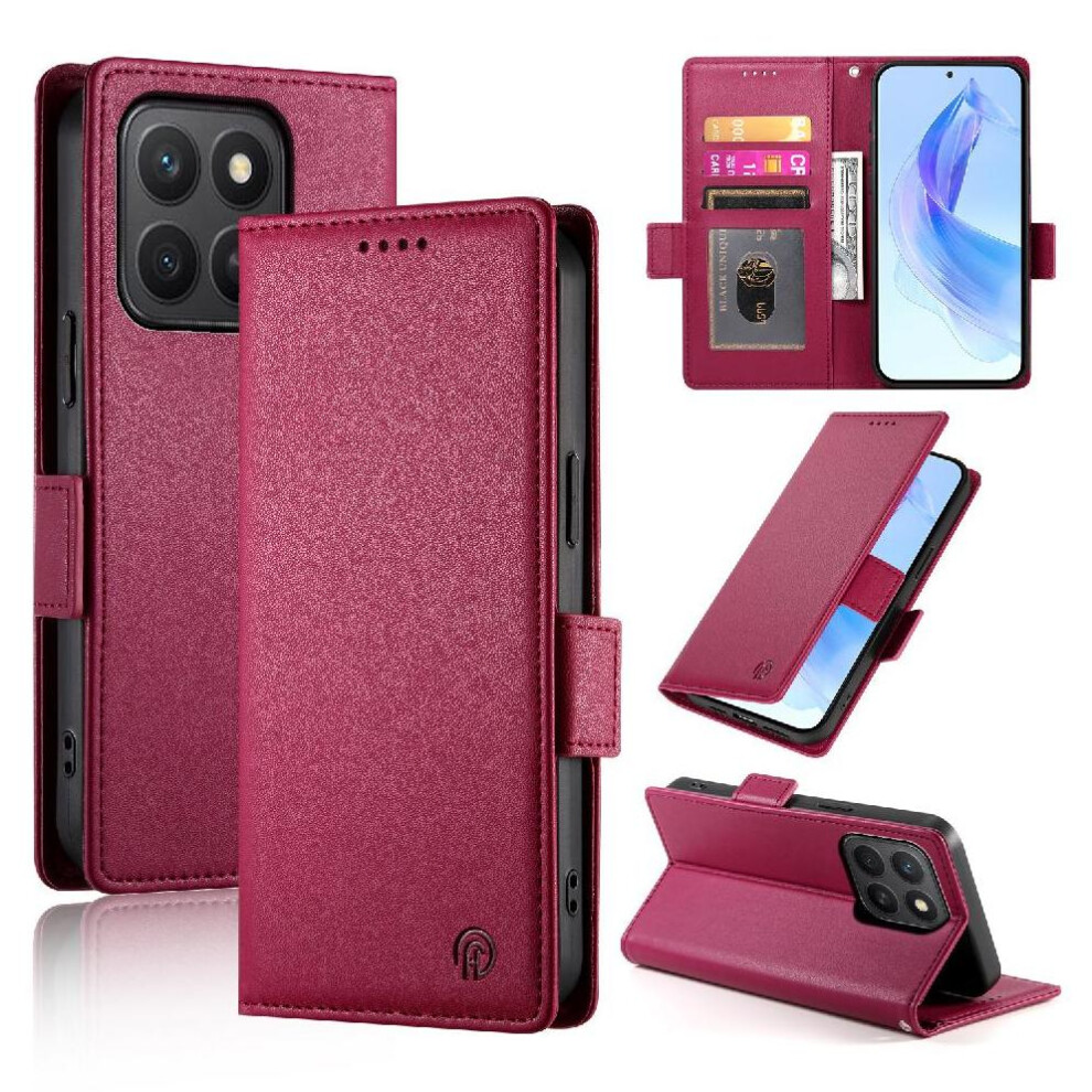 (Red) Flip Case For Honor X8c Flip Card Slots Daily Use Wallet Business Red 764544215916