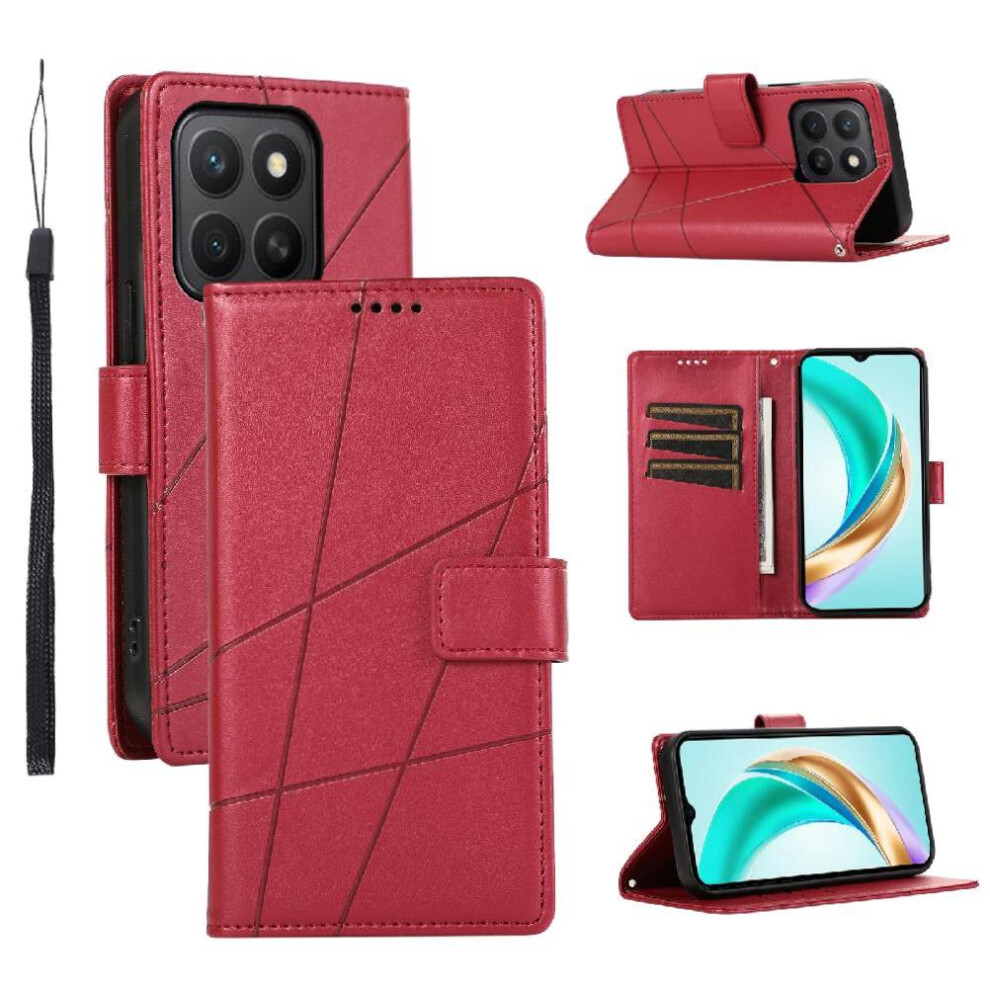 (Red) Case For Honor X8c Three Card Slots Shockproof Shock Absorbing Kickstand Red 764544215992