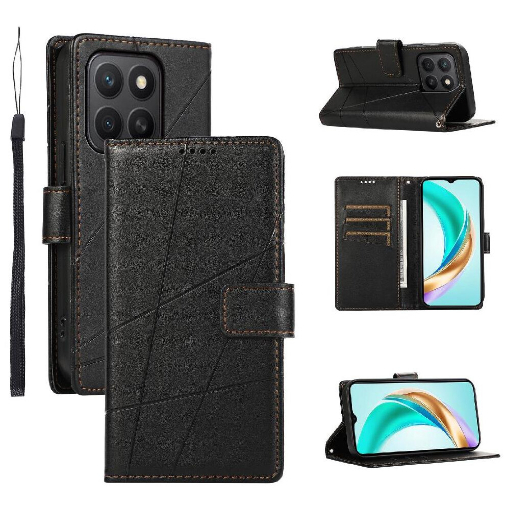 (Black) Case For Honor X8c Three Card Slots Shockproof Shock Absorbing Kickstand Black 764544215985