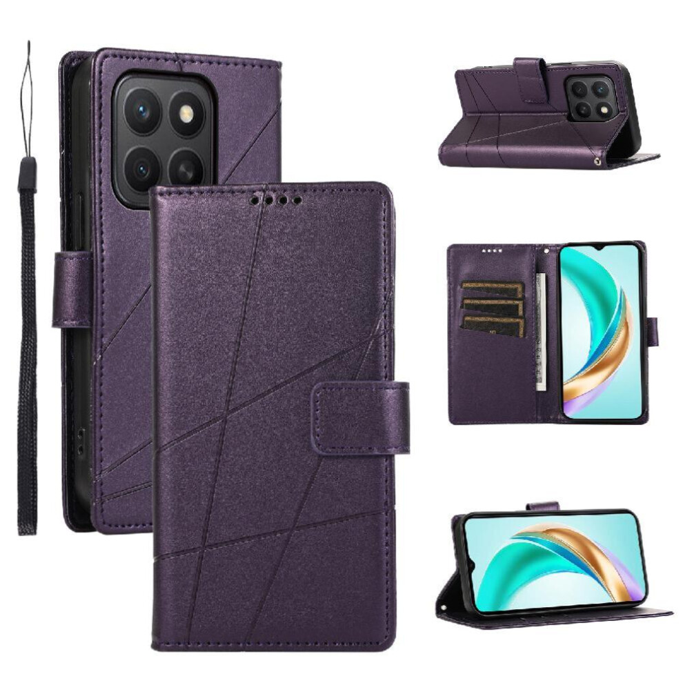 (Purple) Case For Honor X8c Three Card Slots Shockproof Shock Absorbing Kickstand Purple 764544216029