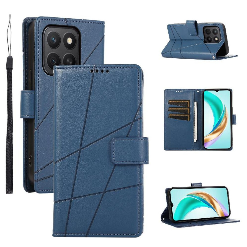 (Blue) Case For Honor X8c Three Card Slots Shockproof Shock Absorbing Kickstand Blue 764544215978