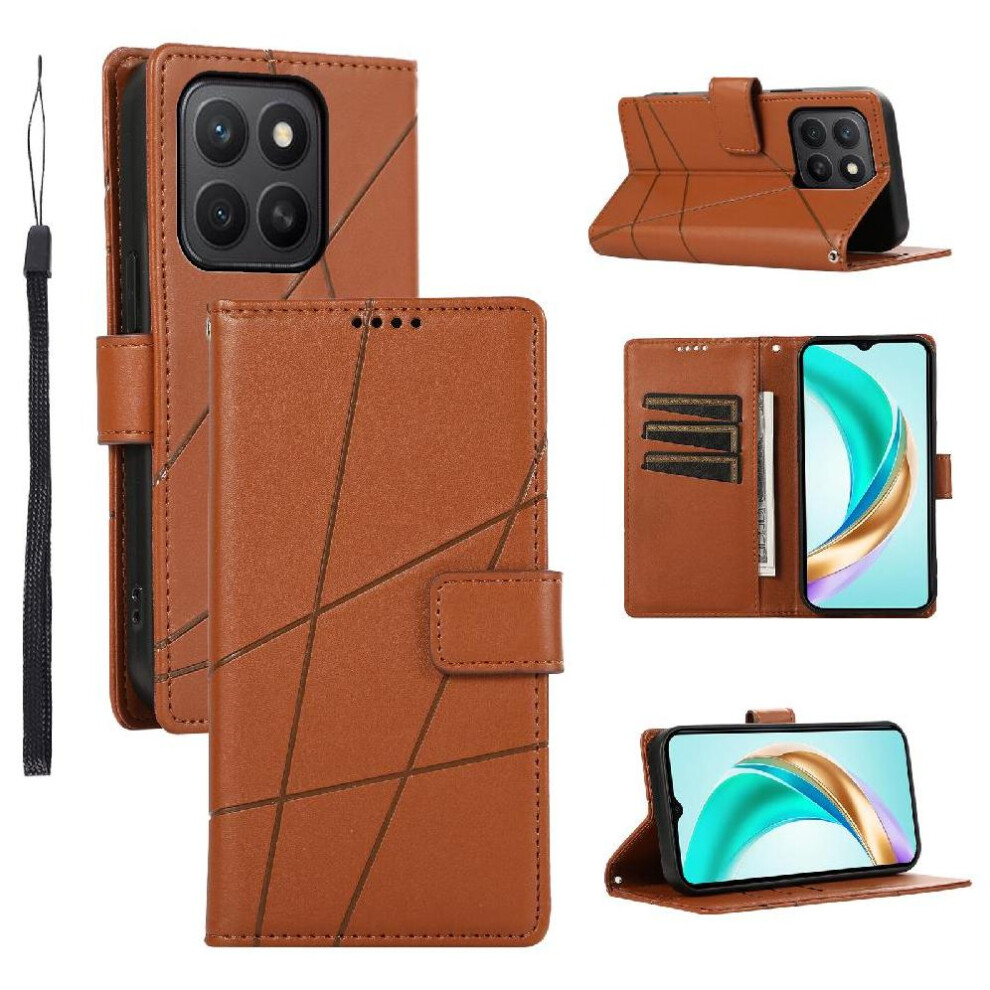 (Brown) Case For Honor X8c Three Card Slots Shockproof Shock Absorbing Kickstand Brown 764544216005