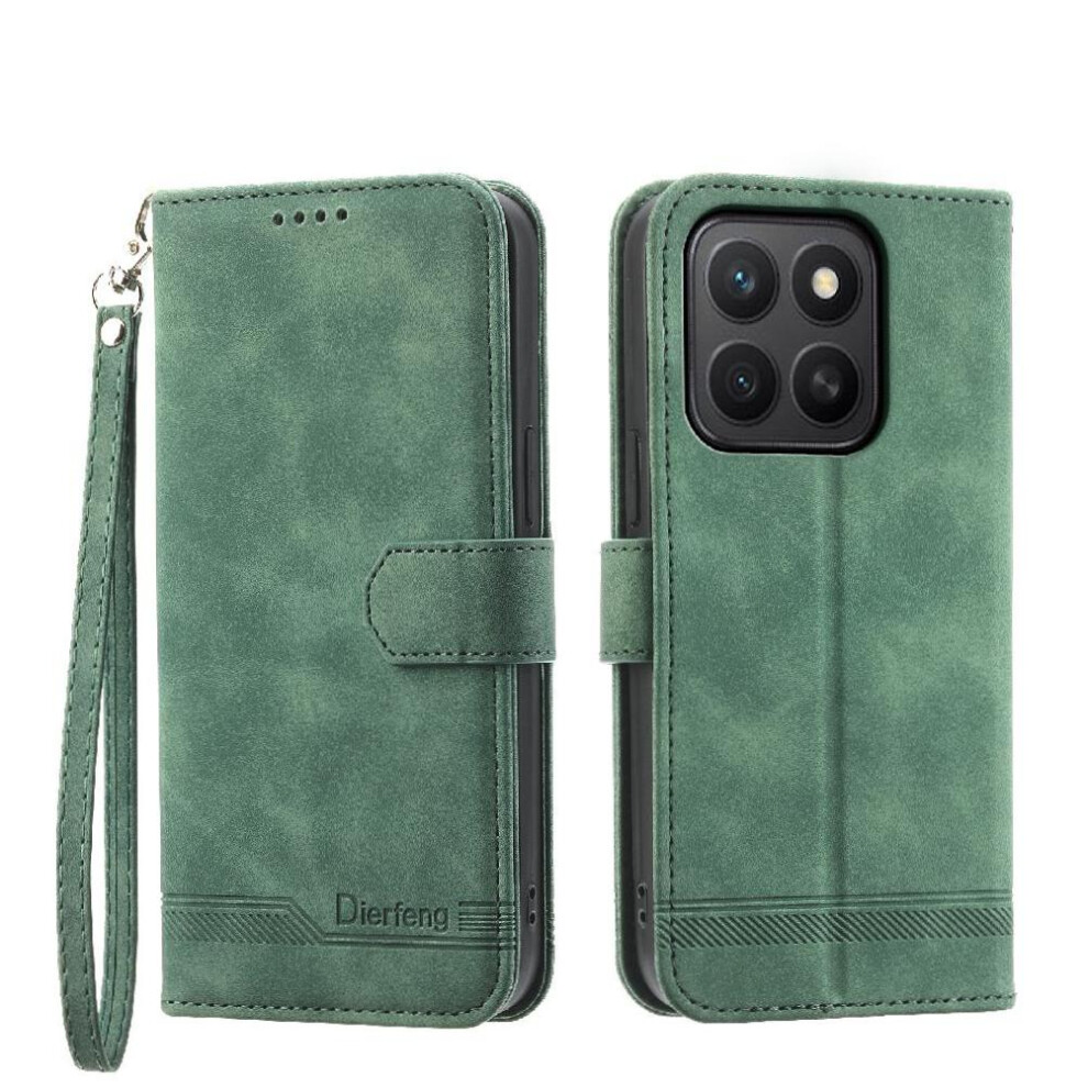 (Green) Flip Case For Honor X8c Magnetic Closure Premium Card Slots Cash Pocket Wristband Green 764544216067