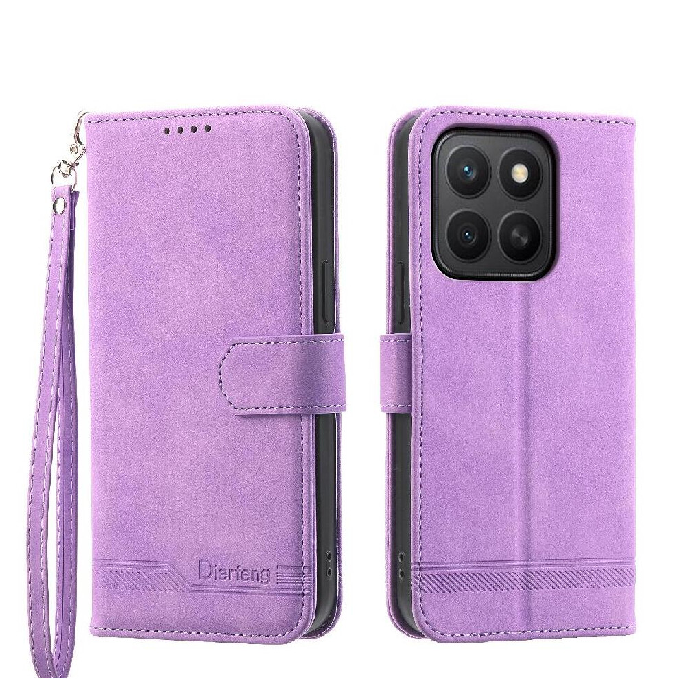 (Purple) Flip Case For Honor X8c Magnetic Closure Premium Card Slots Cash Pocket Wristband Purple 764544216036