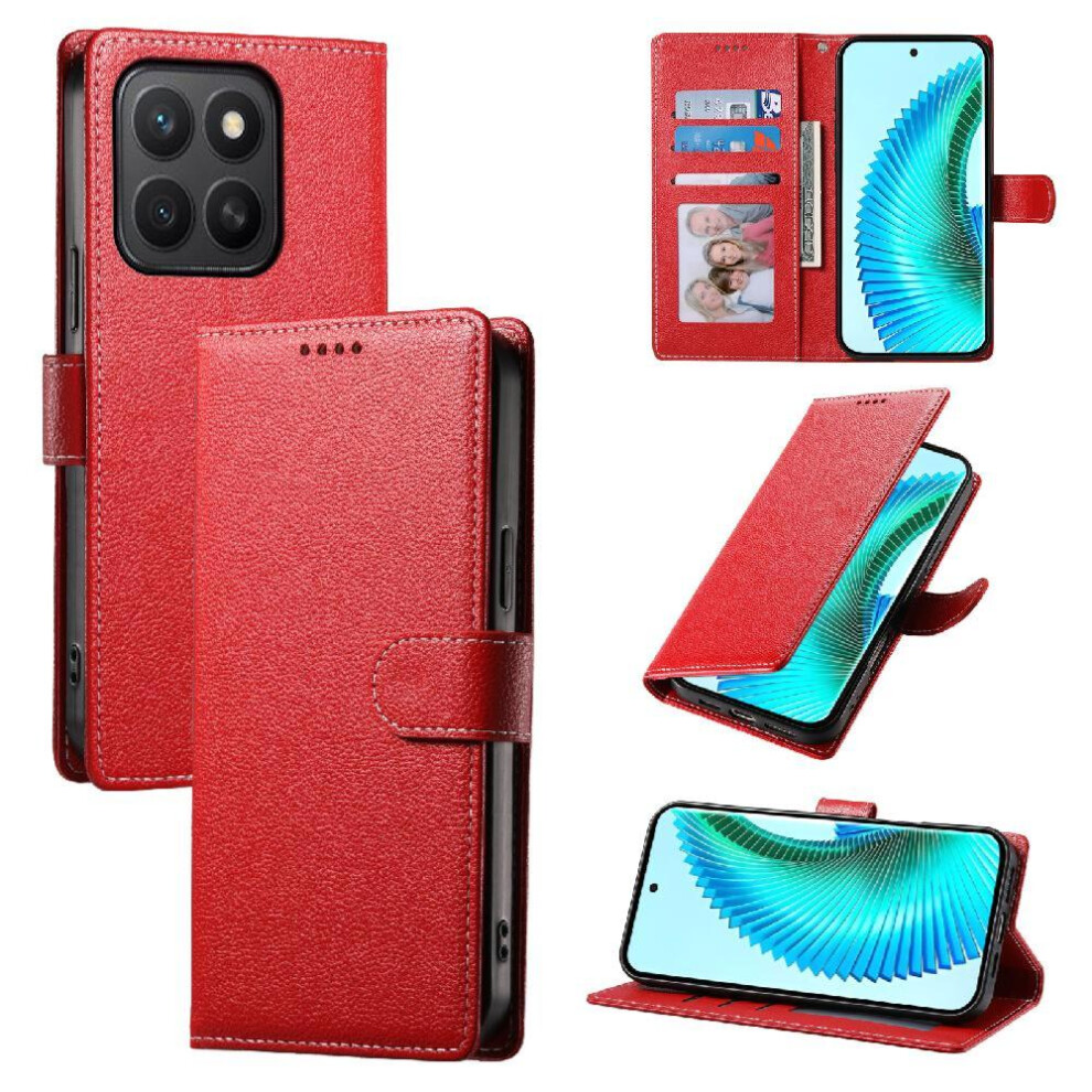 (Red) Case For Honor X8c Daily Use Card Slots Shockproof Magnetic Closure Red 764544216364