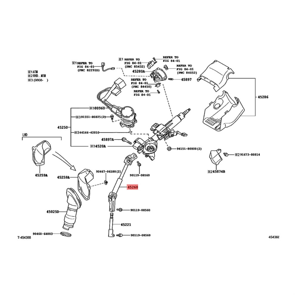 Upper Steering Column Joint / Steering Shaft Assembly 45260-42090 4853831865883