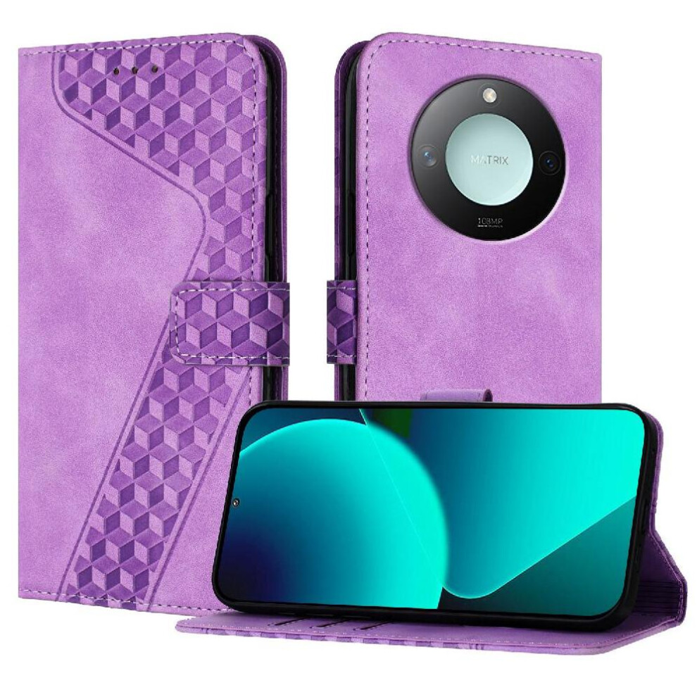 (Purple) Phone Case For Honor X9c Smart Kickstand Wallet Flip Folio Magnetic Card Slots Cover Purple 764544216777